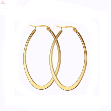 Pakistani Fancy Design Drop Without Stone Jewelry Stainless Steel Plated Gold Hoop Earring